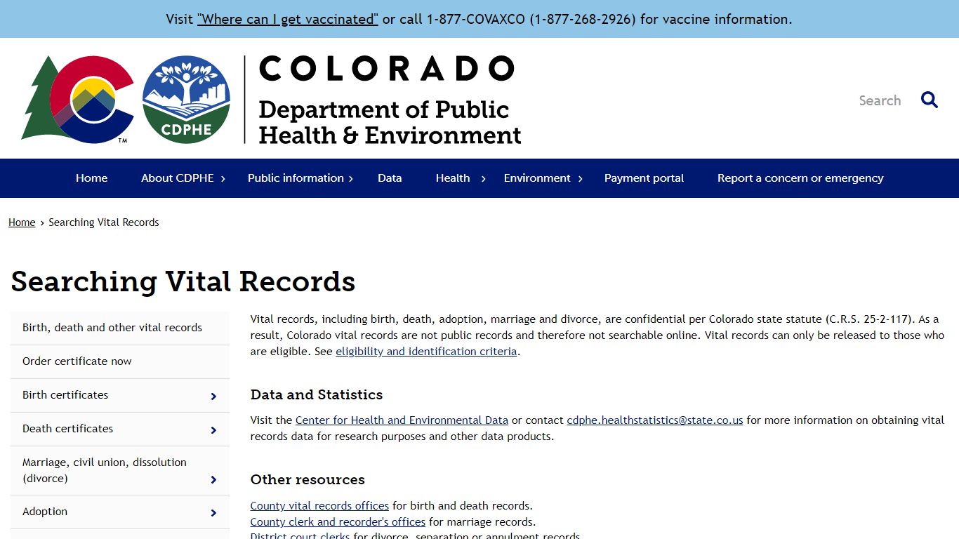 Searching Vital Records - Colorado Department of Public Health and ...