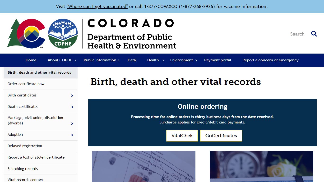 Birth, death and other vital records - Colorado Department of Public ...